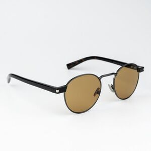 NEW Saint Laurent SL707 003 Ruthenium Grey Havana Nicotine Oval Unisex Sunglasse
